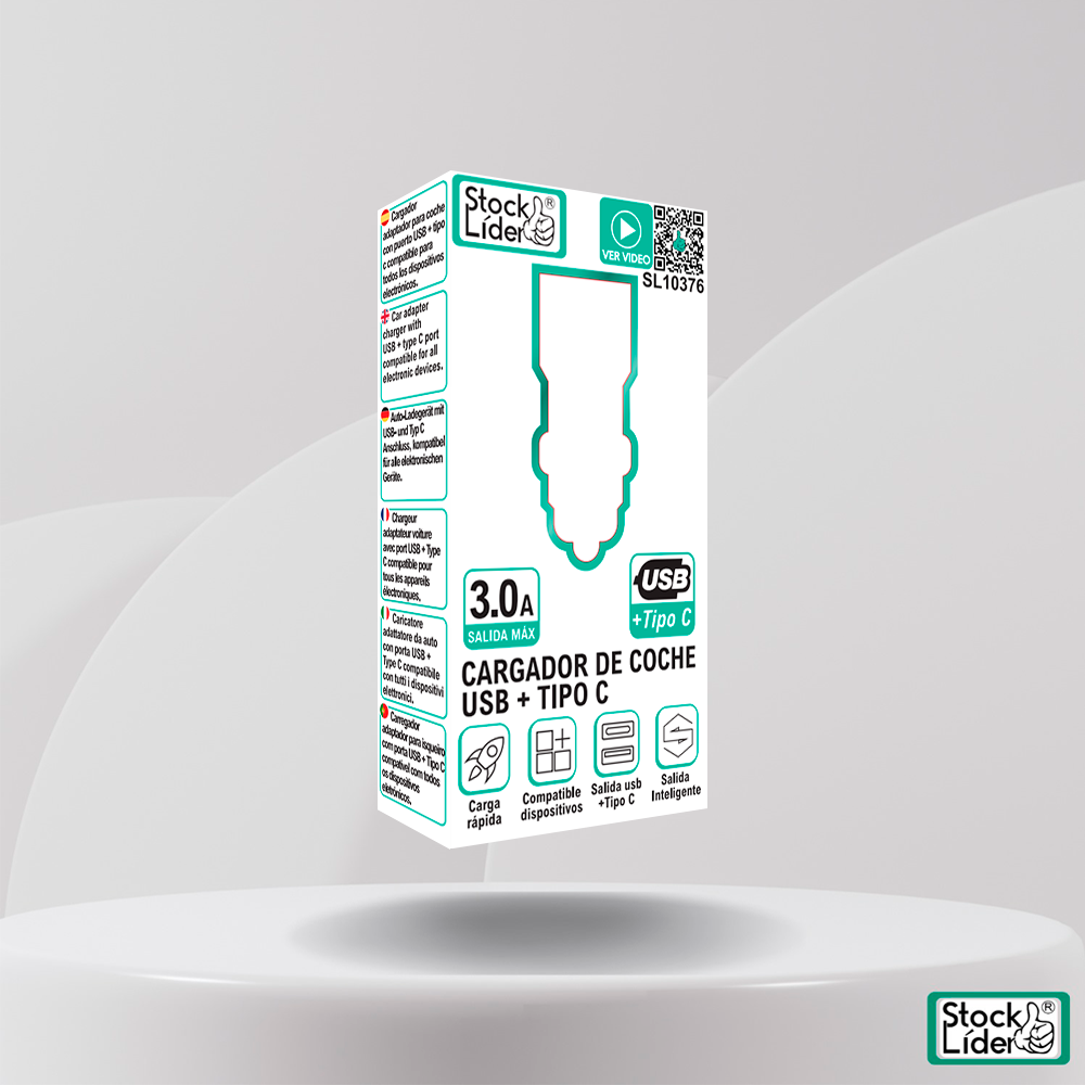 Cargador de coche USB + Tipo C